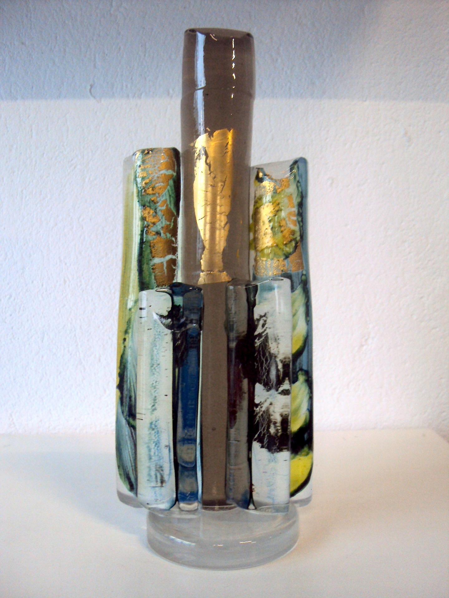 Sculpture en cristal et feuilles d'or