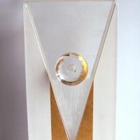 Sculpture Cristal Optique,Or, verre soufflé